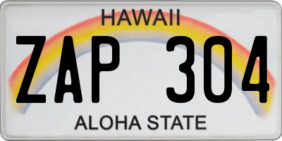 HI license plate ZAP304