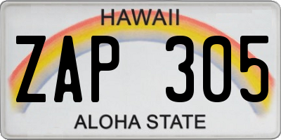 HI license plate ZAP305