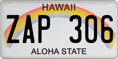 HI license plate ZAP306