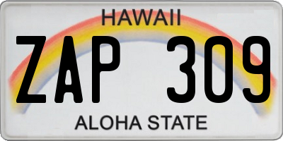 HI license plate ZAP309