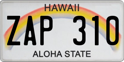 HI license plate ZAP310
