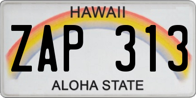 HI license plate ZAP313