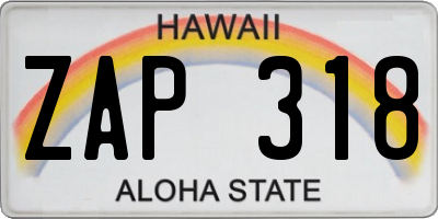 HI license plate ZAP318