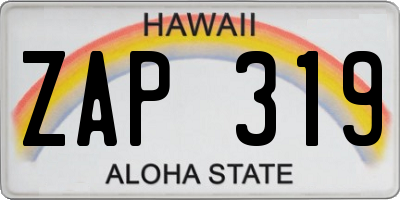 HI license plate ZAP319