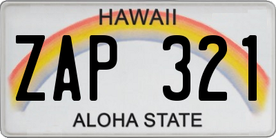 HI license plate ZAP321