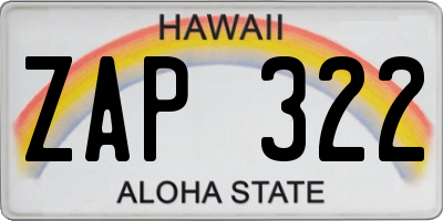HI license plate ZAP322