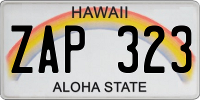 HI license plate ZAP323