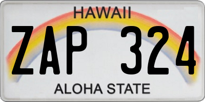 HI license plate ZAP324