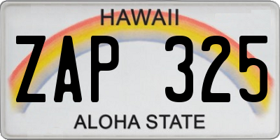 HI license plate ZAP325