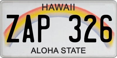 HI license plate ZAP326