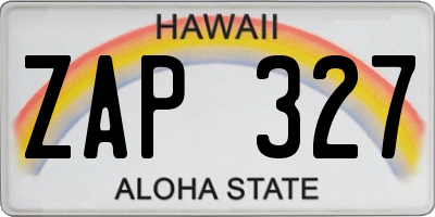 HI license plate ZAP327