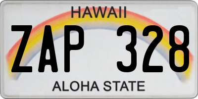 HI license plate ZAP328