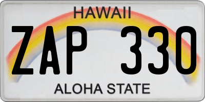 HI license plate ZAP330