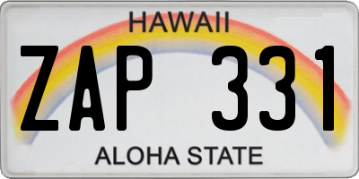 HI license plate ZAP331