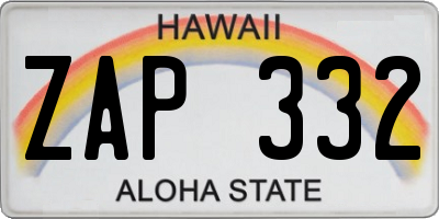 HI license plate ZAP332