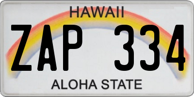 HI license plate ZAP334