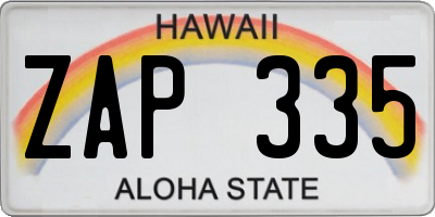 HI license plate ZAP335