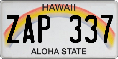 HI license plate ZAP337
