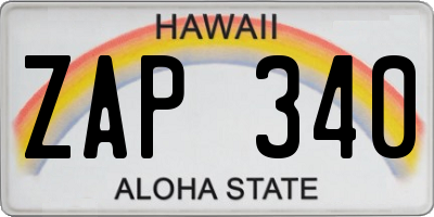 HI license plate ZAP340