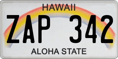 HI license plate ZAP342