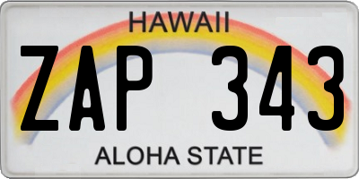 HI license plate ZAP343