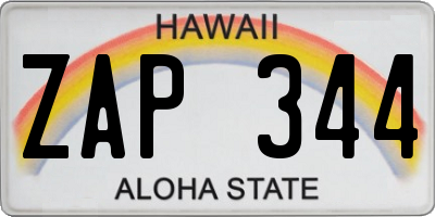 HI license plate ZAP344