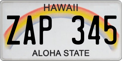 HI license plate ZAP345