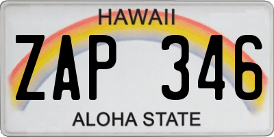 HI license plate ZAP346