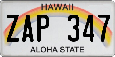 HI license plate ZAP347