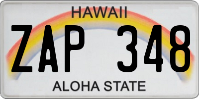 HI license plate ZAP348