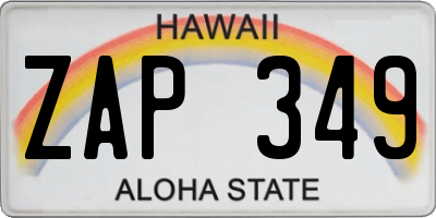 HI license plate ZAP349