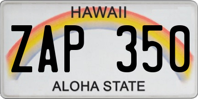 HI license plate ZAP350