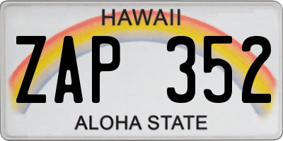 HI license plate ZAP352
