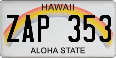 HI license plate ZAP353