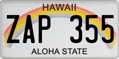HI license plate ZAP355