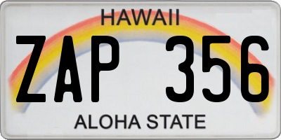 HI license plate ZAP356