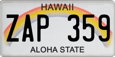 HI license plate ZAP359