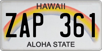 HI license plate ZAP361