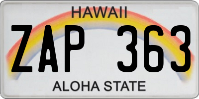 HI license plate ZAP363