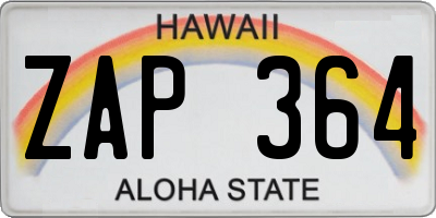 HI license plate ZAP364