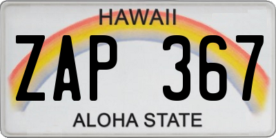 HI license plate ZAP367