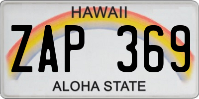 HI license plate ZAP369