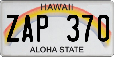 HI license plate ZAP370