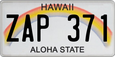 HI license plate ZAP371