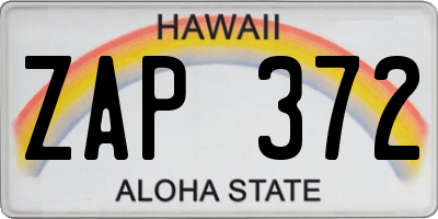 HI license plate ZAP372