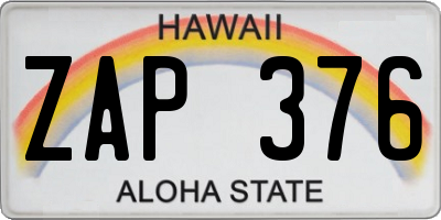 HI license plate ZAP376