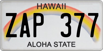 HI license plate ZAP377