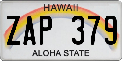 HI license plate ZAP379