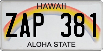 HI license plate ZAP381