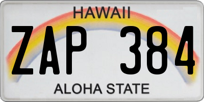 HI license plate ZAP384